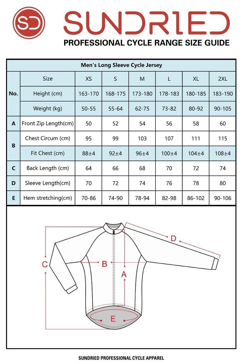 Sundried Cadence Men's Long Sleeve Cycle Jersey Long Sleeve Jersey Activewear