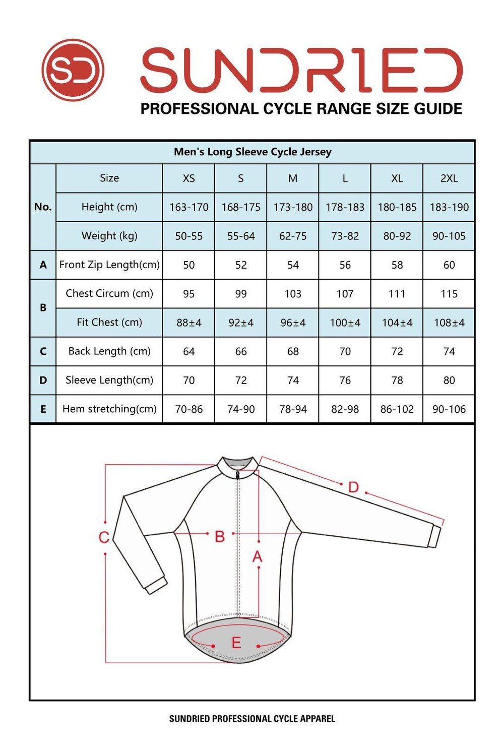 Sundried Euro Men's Long Sleeve Cycle Jersey Long Sleeve Jersey Activewear