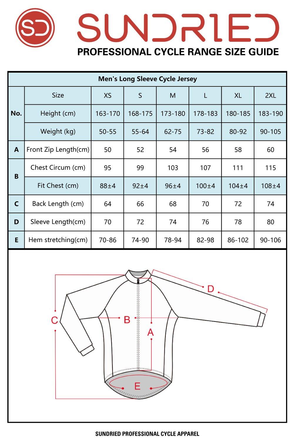 Sundried Peloton Men's Long Sleeve Cycle Jersey Long Sleeve Jersey Activewear
