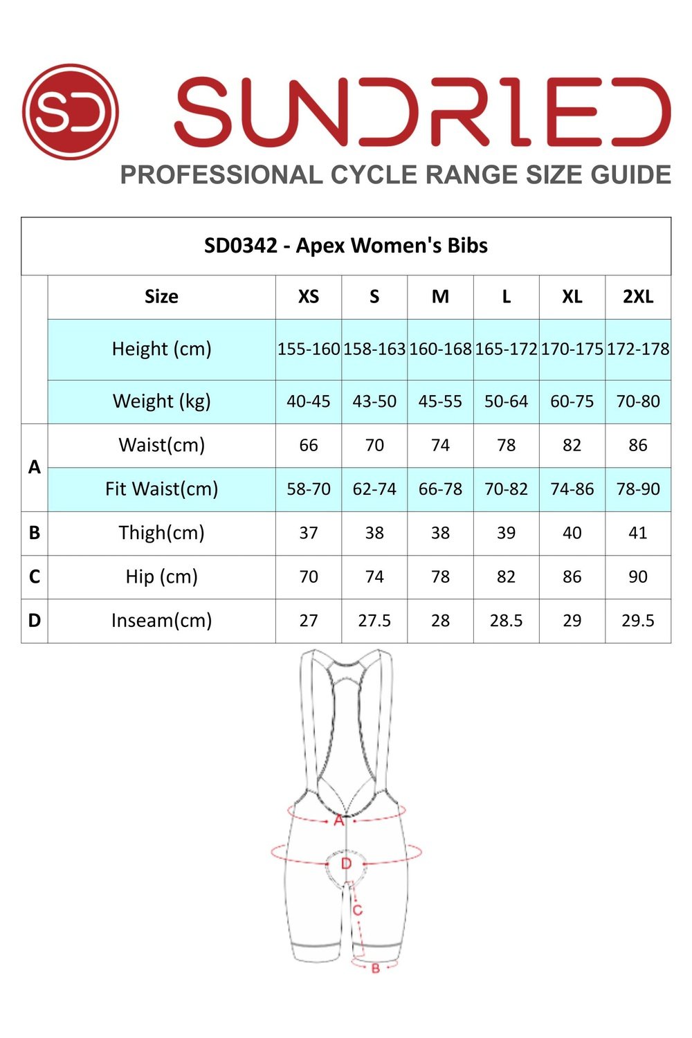 Sundried Apex Women's Bib Shorts Bib Shorts Activewear