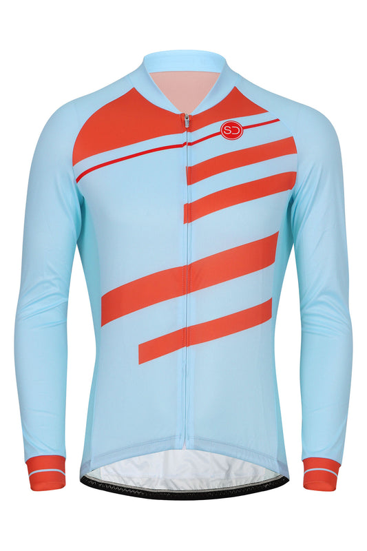 Sundried Ecrins Men's Long Sleeve Cycle Jersey Long Sleeve Jersey S Blue SD0443 S Blue Activewear