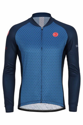 Sundried Drop Men's Long Sleeve Cycle Jersey Long Sleeve Jersey L Blue SD0449 L Blue Activewear