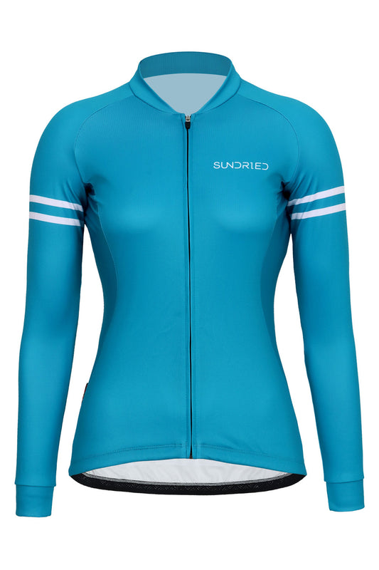 Sundried Turquoise Women's Long Sleeve Cycle Jersey Long Sleeve Jersey XS Turquoise SD0484 XS Turquoise Activewear