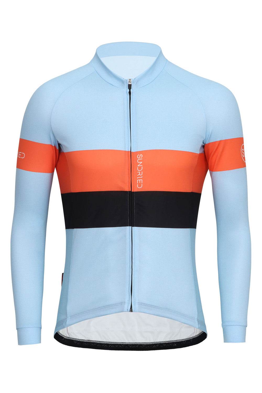 Sundried Sky Stripe Men's Long Sleeve Cycle Jersey Long Sleeve Jersey XS Sky SD0487 XS Sky Activewear