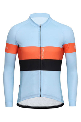 Sundried Sky Stripe Men's Long Sleeve Cycle Jersey Long Sleeve Jersey XS Sky SD0487 XS Sky Activewear