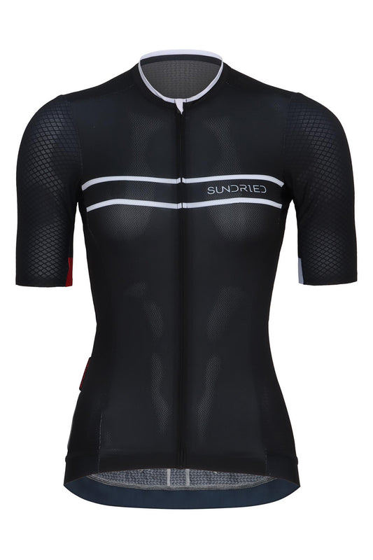 Sundried Pro Women's Black Short Sleeve Cycle Jersey Short Sleeve Jersey L Black SD0502 L Black Activewear