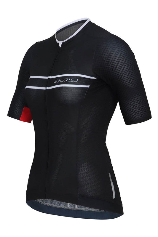 Sundried Pro Women's Black Short Sleeve Cycle Jersey Short Sleeve Jersey Activewear