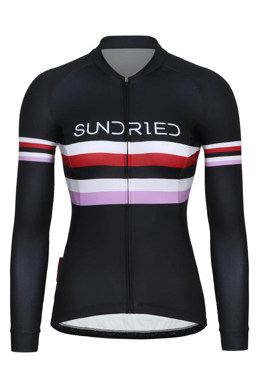Sundried Stealth Women's Long Sleeved Cycle Training Jersey Long Sleeve Jersey XS Black SD0514 XS Black Activewear
