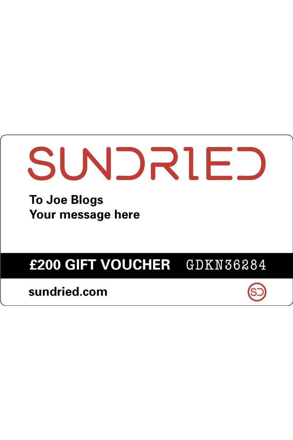 Sundried Gift Voucher Accessories £200 SDGIFTVOUCHER-200 Activewear