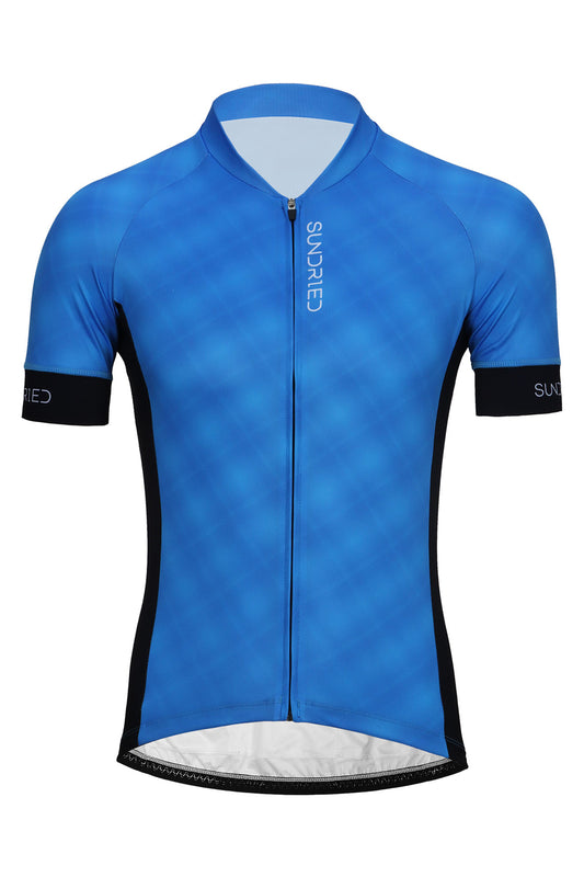 Sundried Plaid Men's Short Sleeve Training Cycle Jersey Short Sleeve Jersey M Blue SD0456 M Blue Activewear