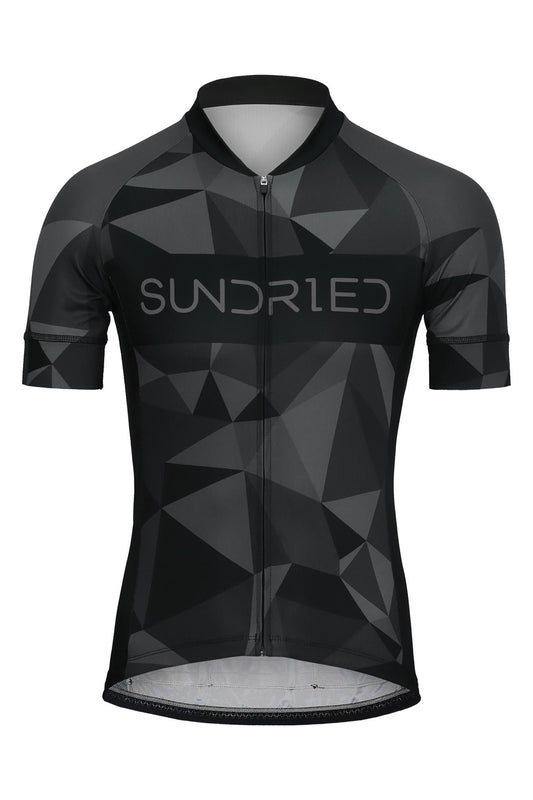Sundried Geometric Men's Short Sleeve Training Cycle Jersey Short Sleeve Jersey XL Black SD0458 XL Black Activewear