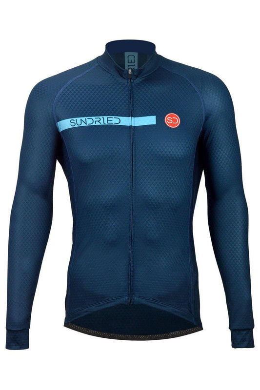 Sundried Cadence Men's Long Sleeve Cycle Jersey Long Sleeve Jersey XL Blue SD0100 XL Blue Activewear
