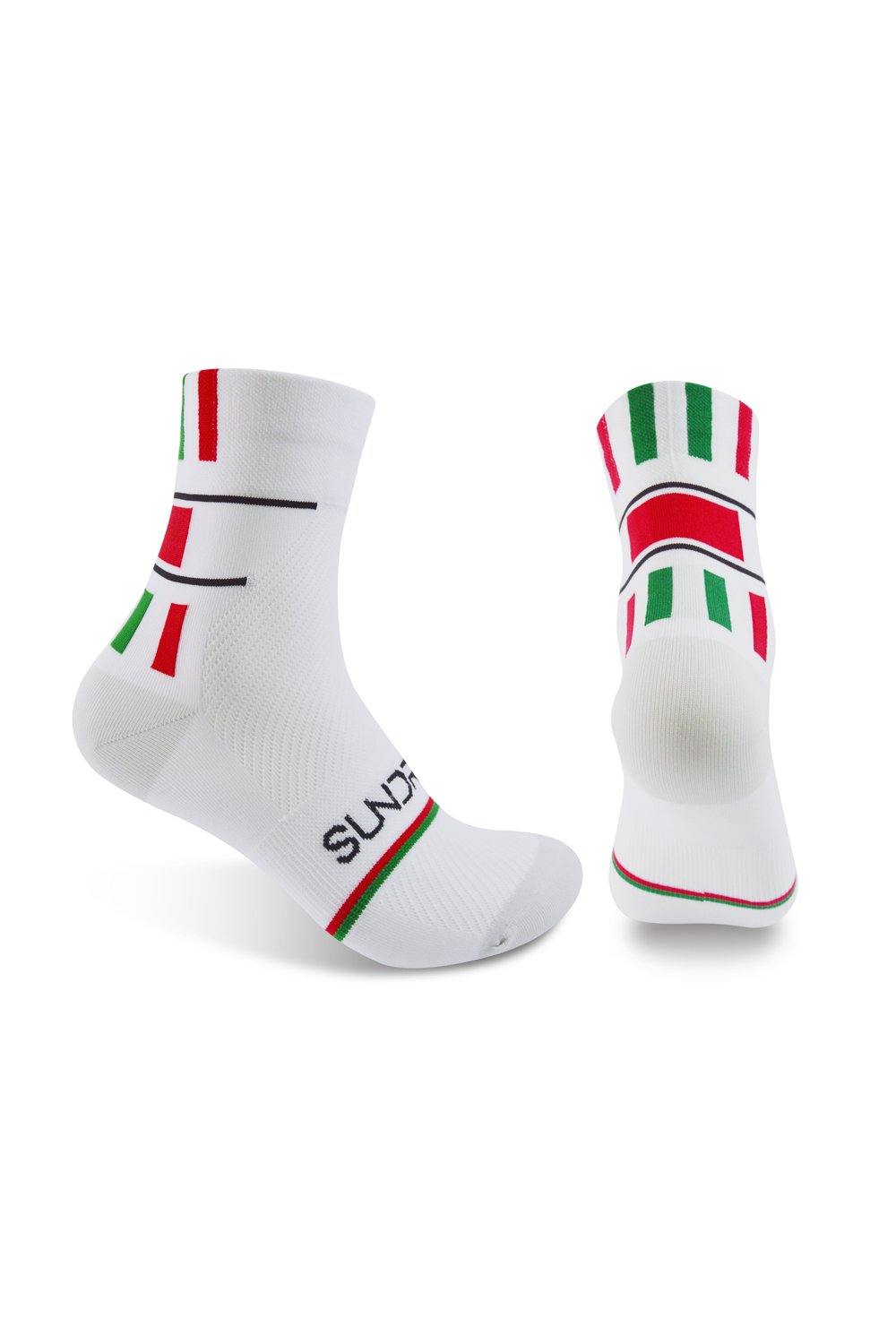 Sundried Cycle Socks White w Red/Green Socks L/XL White SD0200 LXL White Activewear