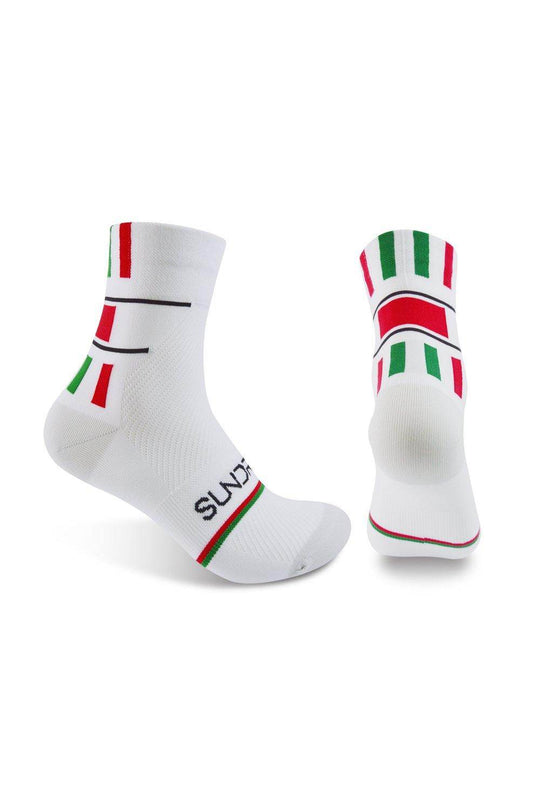 Sundried Cycle Socks White w Red/Green Cycle Socks L/XL White SD0200 LXL White Activewear