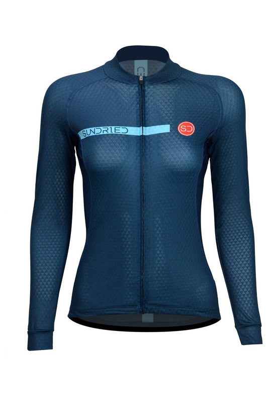 Sundried Velo Women's Long Sleeve Cycle Jersey Long Sleeve Jersey XS Blue SD0105 XS Blue Activewear