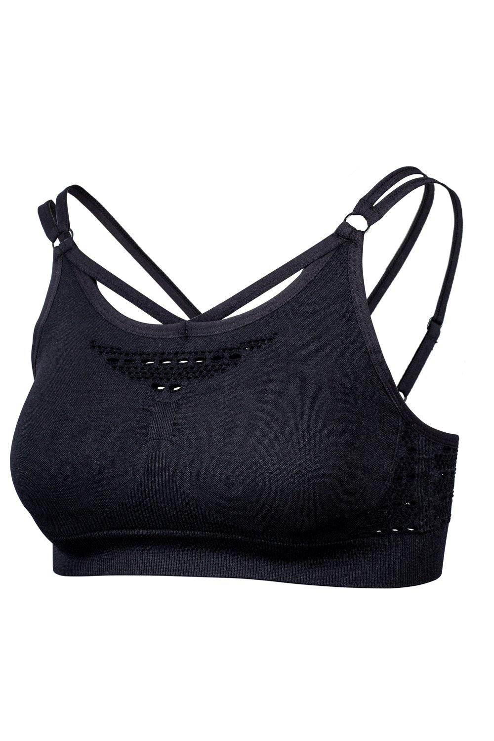 Sundried Womens Seamless Sports Bra Sports Bra XL Black SD0205 XL Black Activewear
