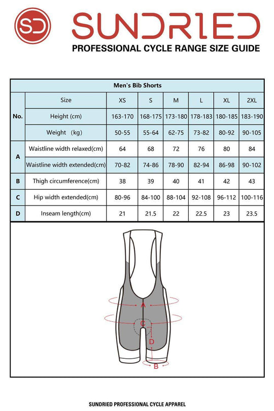 Sundried Century Men's Padded Bib Shorts Activewear
