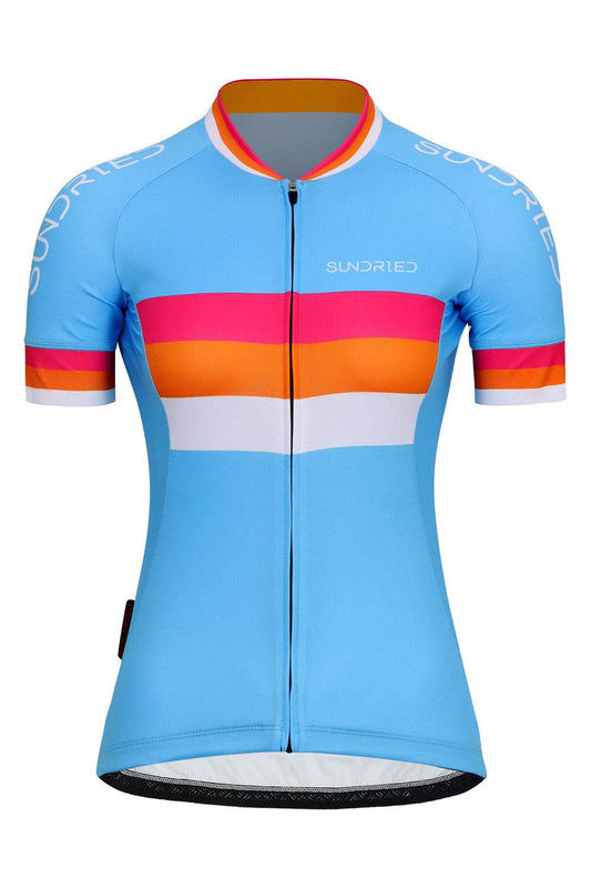Sundried Euro Women's Short Sleeve Cycle Jersey Short Sleeve Jersey L Blue SD0511 L Blue Activewear