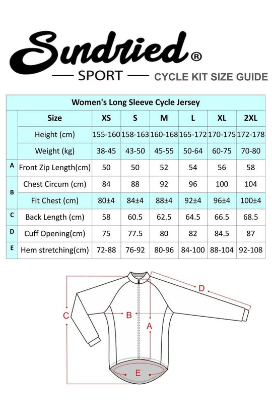 Sundried Sport Women's Black Long Sleeved Cycle Jersey Long Sleeve Jersey Activewear